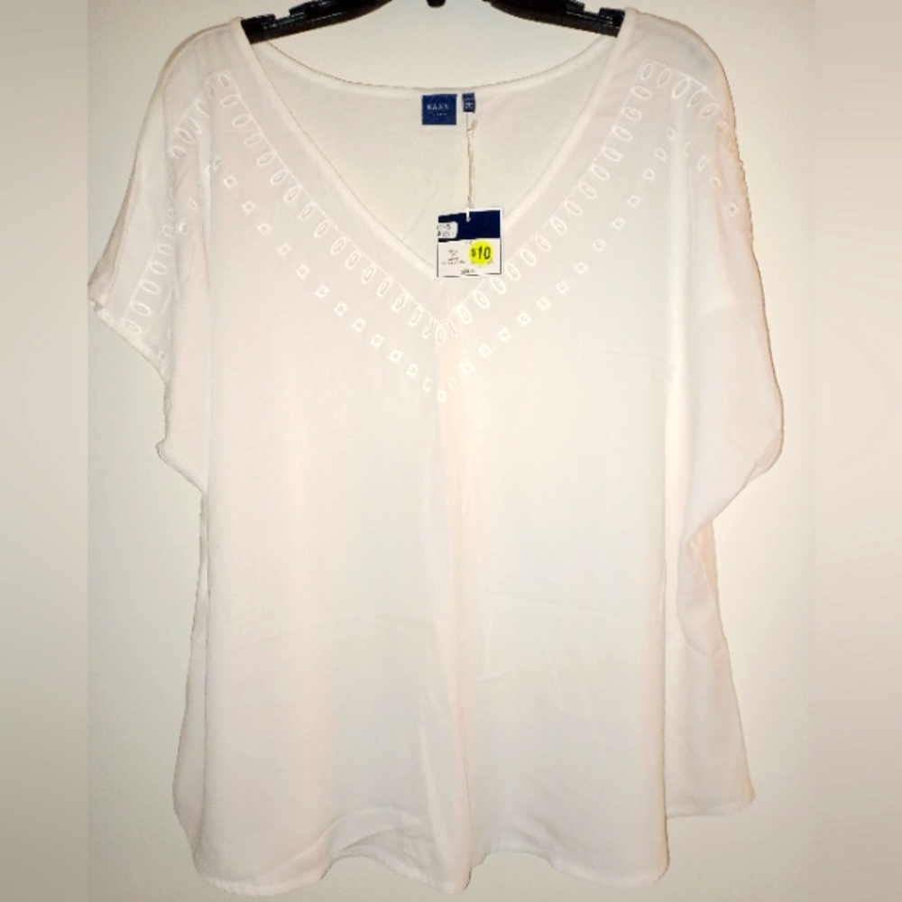 Kaari Blue White Eyelet Top